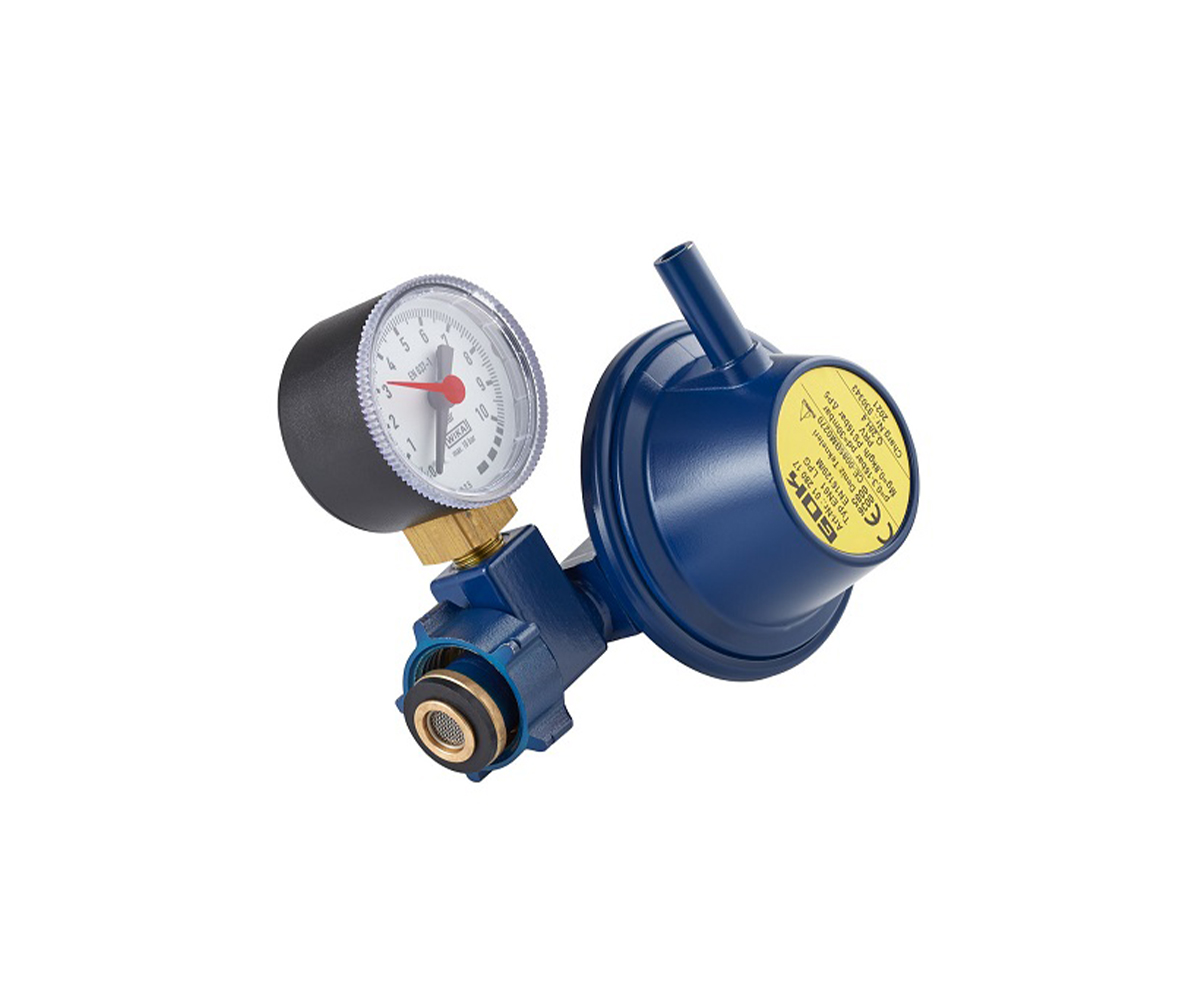 Aygaz Tekne Regülatörü - 90 Derece Dik Çıkışlı, Manometreli