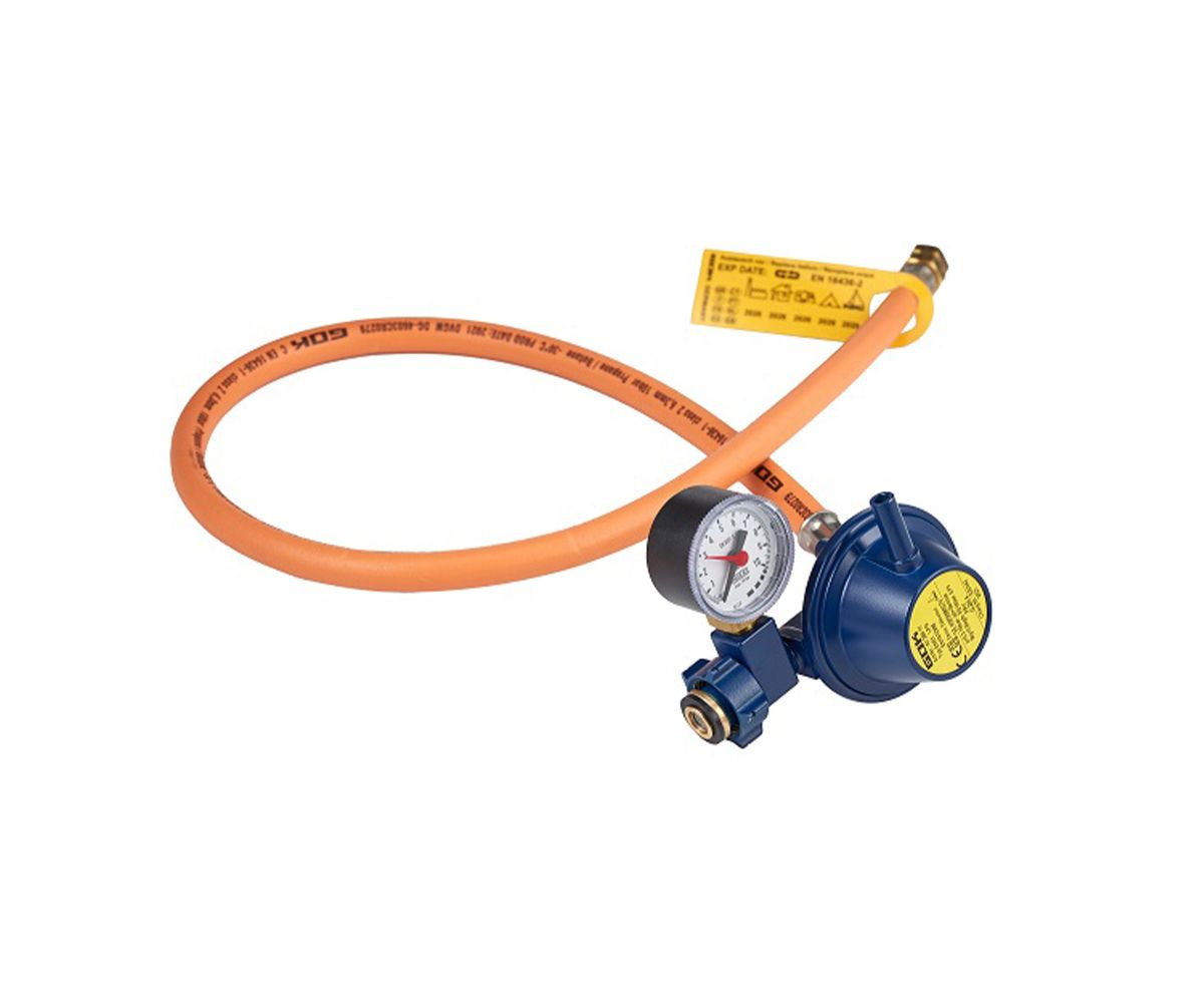 Aygaz Tekne Regülatörü - 90 Derece Dik Çıkışlı, Manometreli