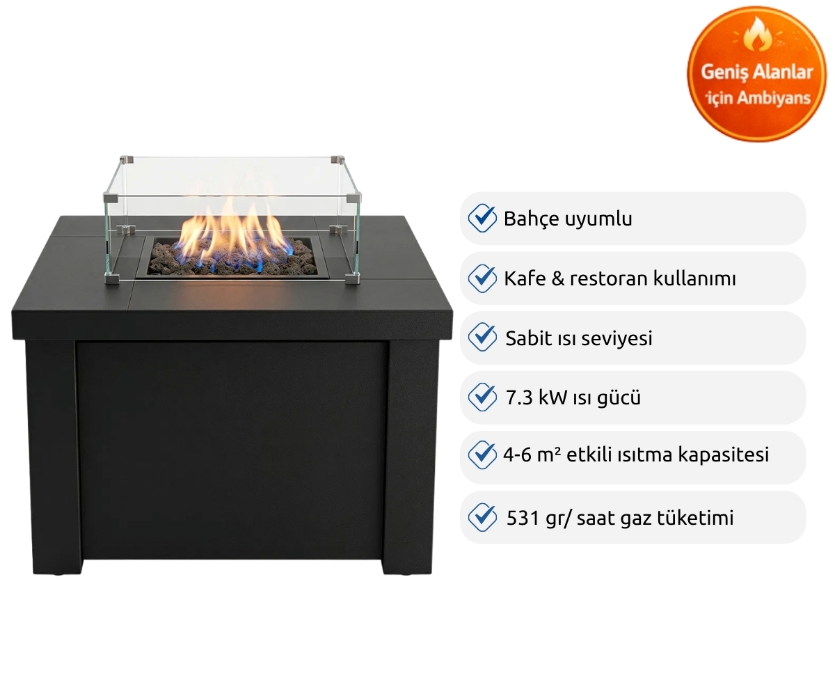 Aygaz Lhotse 817-S LR Dış Mekan Isıtıcı - Lav Taşlı - Siyah