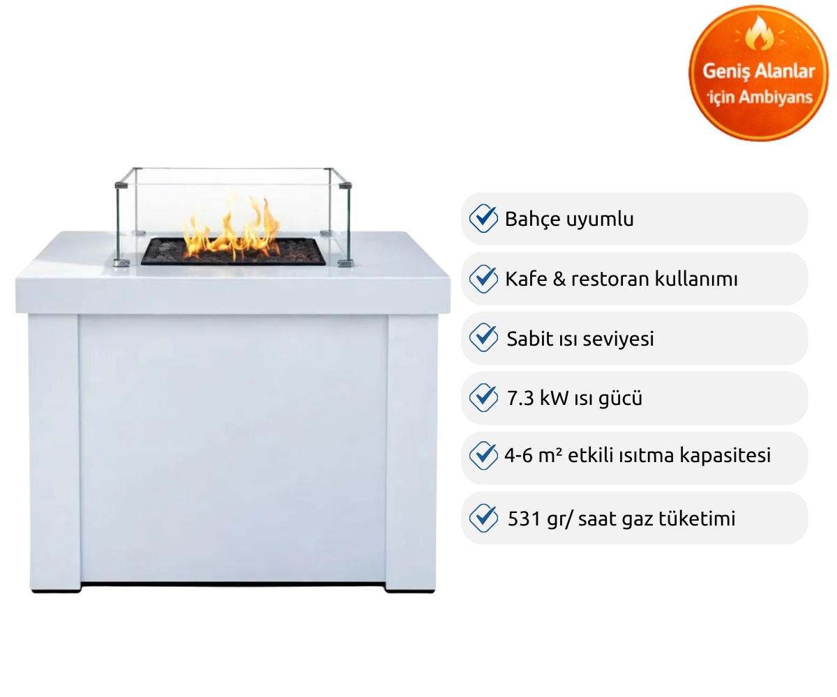 Aygaz Lhotse 817-B LR Dış Mekan Isıtıcı Lav Taşlı Beyaz - Kılıf Hediyeli