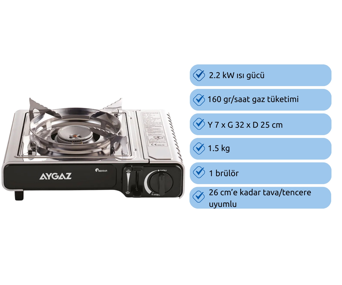 Aygaz MS-2500BS-1 FSD Kamp Tipi Kartuşlu Ocak