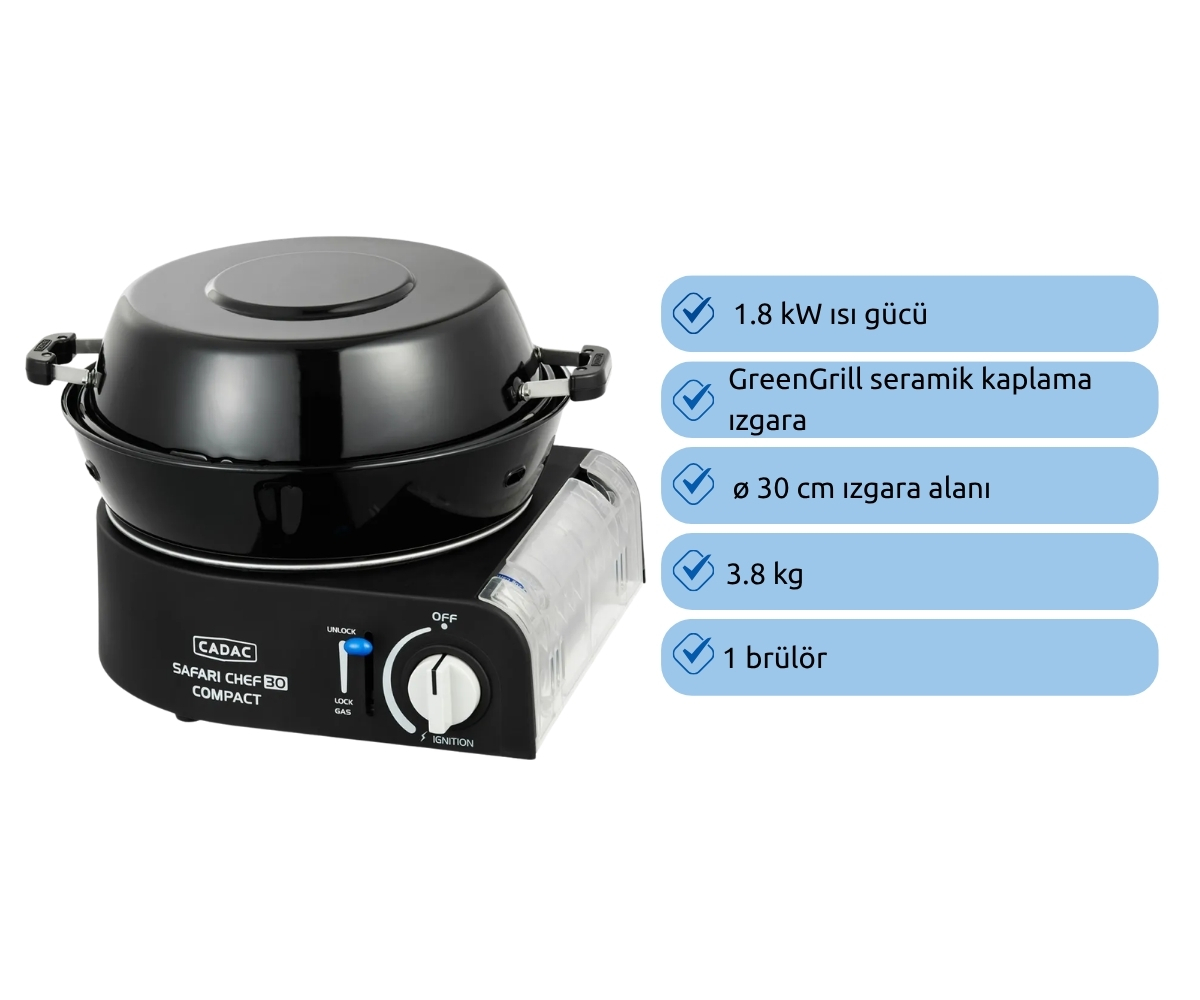 Cadac Safari Chef 30 Kompakt Barbekü - Kartuşlu