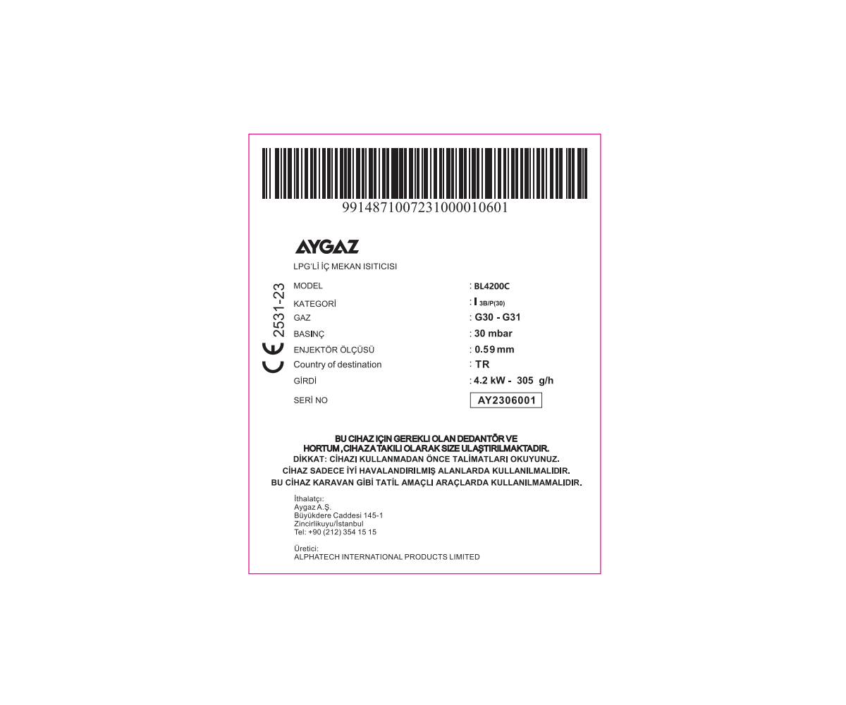 Aygaz İç Mekan Isıtıcı Eko BL4200C, Katlanır
