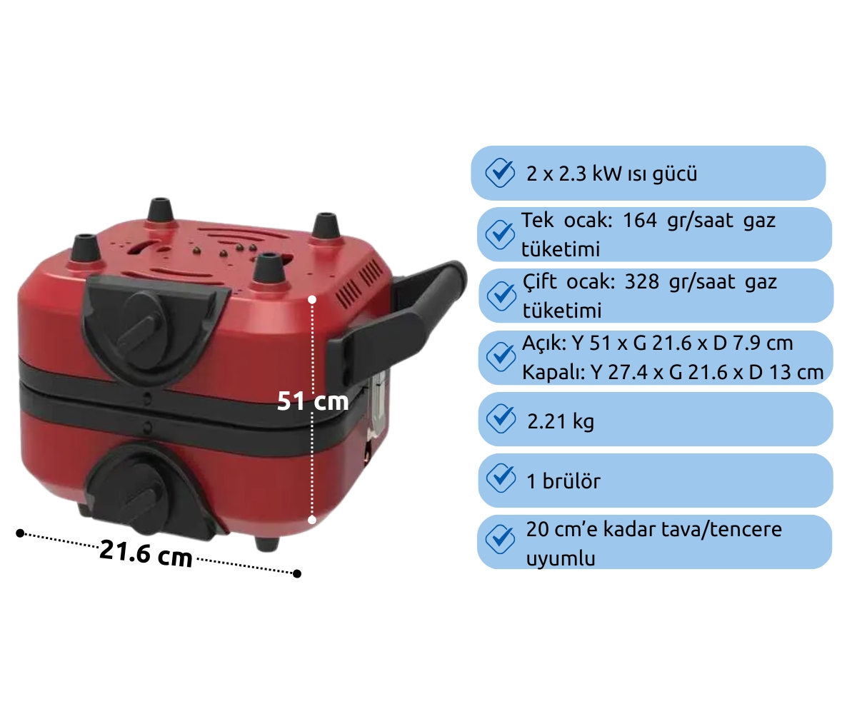 Çift Gözlü Katlanır Ocak Izgara Plakalı