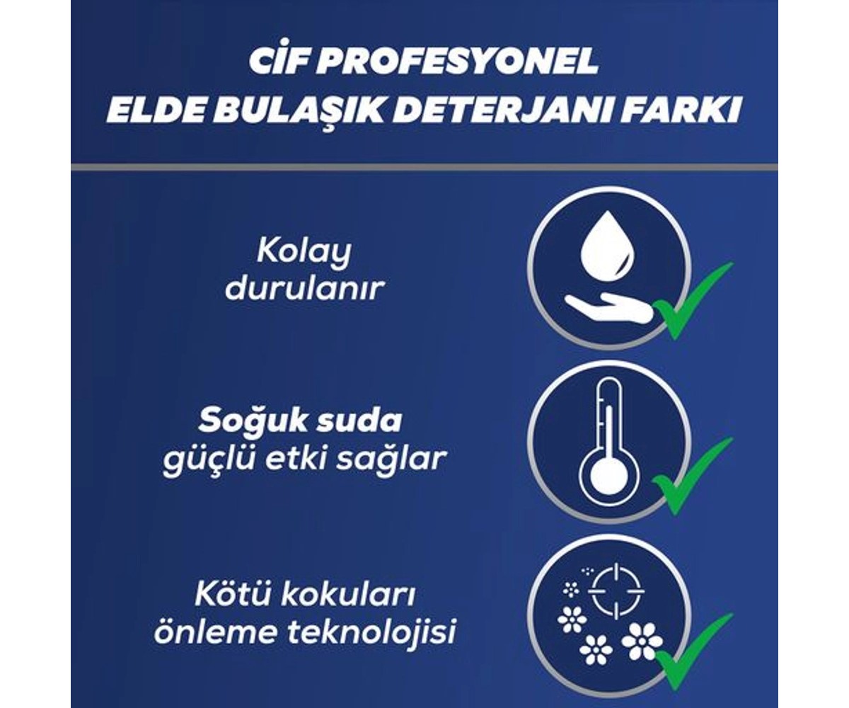 Cif Profesyonel Bulaşık Deterjanı Elde Yıkama Yağ Leke Çıkarıcı 1500 ml