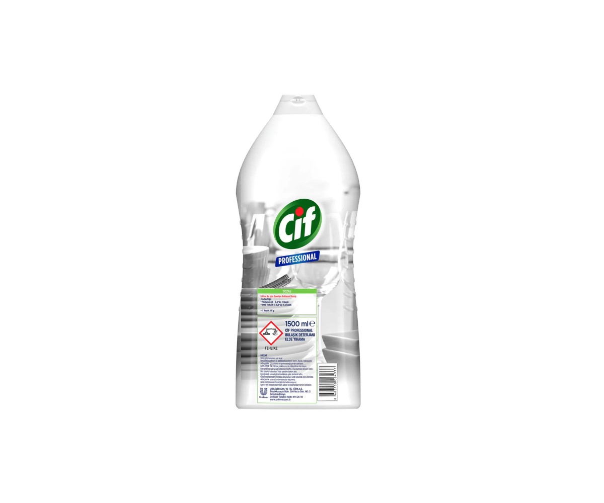 Cif Profesyonel Bulaşık Deterjanı Elde Yıkama Yağ Leke Çıkarıcı 1500 ml