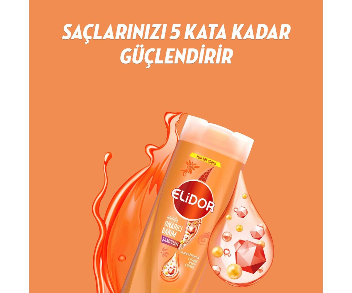 Elidor Superblend Saç Bakım Şampuanı Anında Onarıcı Bakım Vitamin C Ceramides Keratin 200 ML
