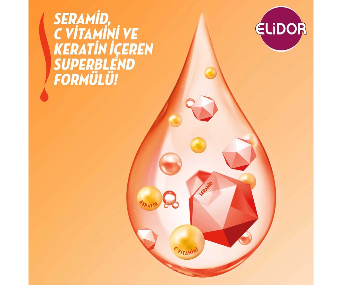 Elidor Superblend Saç Bakım Şampuanı Anında Onarıcı Bakım Vitamin C Ceramides Keratin 200 ML