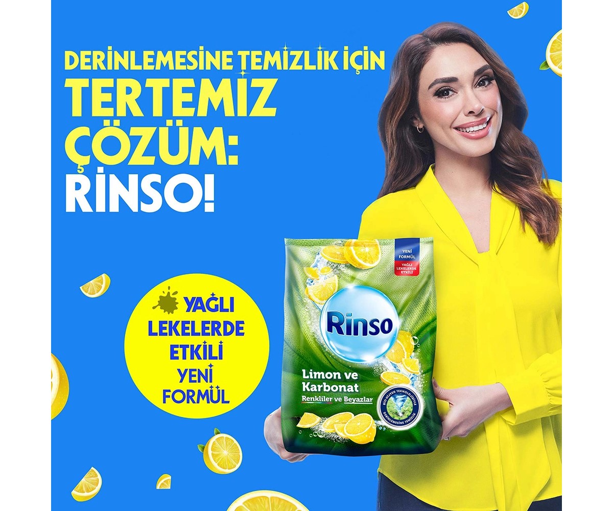 Rinso Toz Çamaşır Deterjanı Limon ve Karbonat Renkliler ve Beyazlar İçin 8 kg