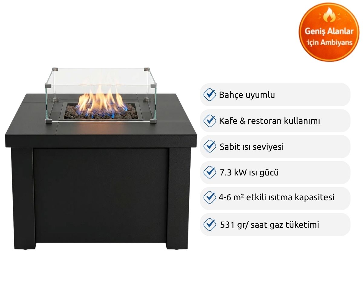 Aygaz Lhotse 817-S LR Dış Mekan Isıtıcı - Lav Taşlı - Siyah