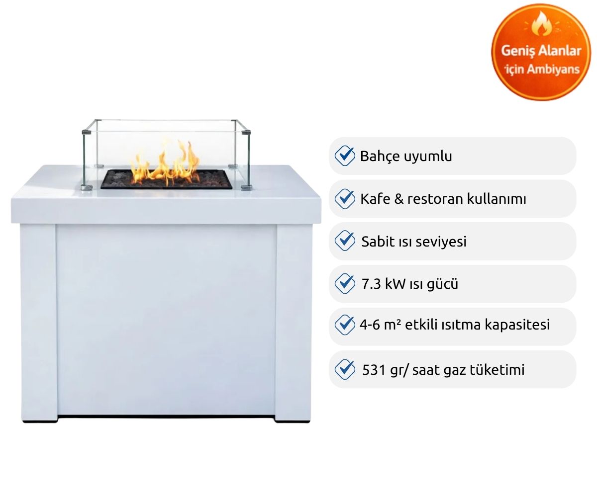 Aygaz Lhotse 817-B LR Dış Mekan Isıtıcı Lav Taşlı Beyaz - Kılıf Hediyeli