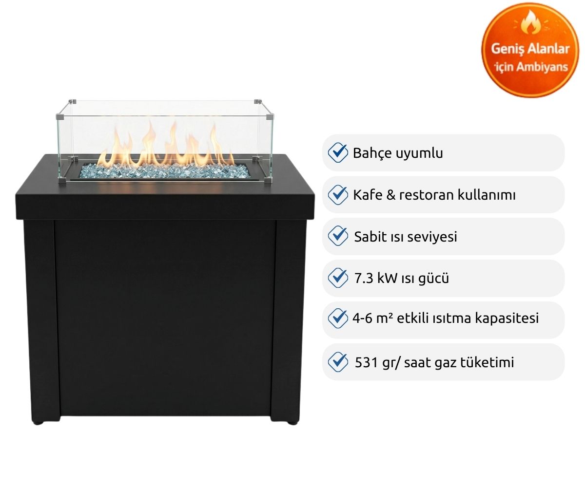 Aygaz Lhotse 817-S GB Dış Mekan Isıtıcı - Cam Boncuklu - Siyah