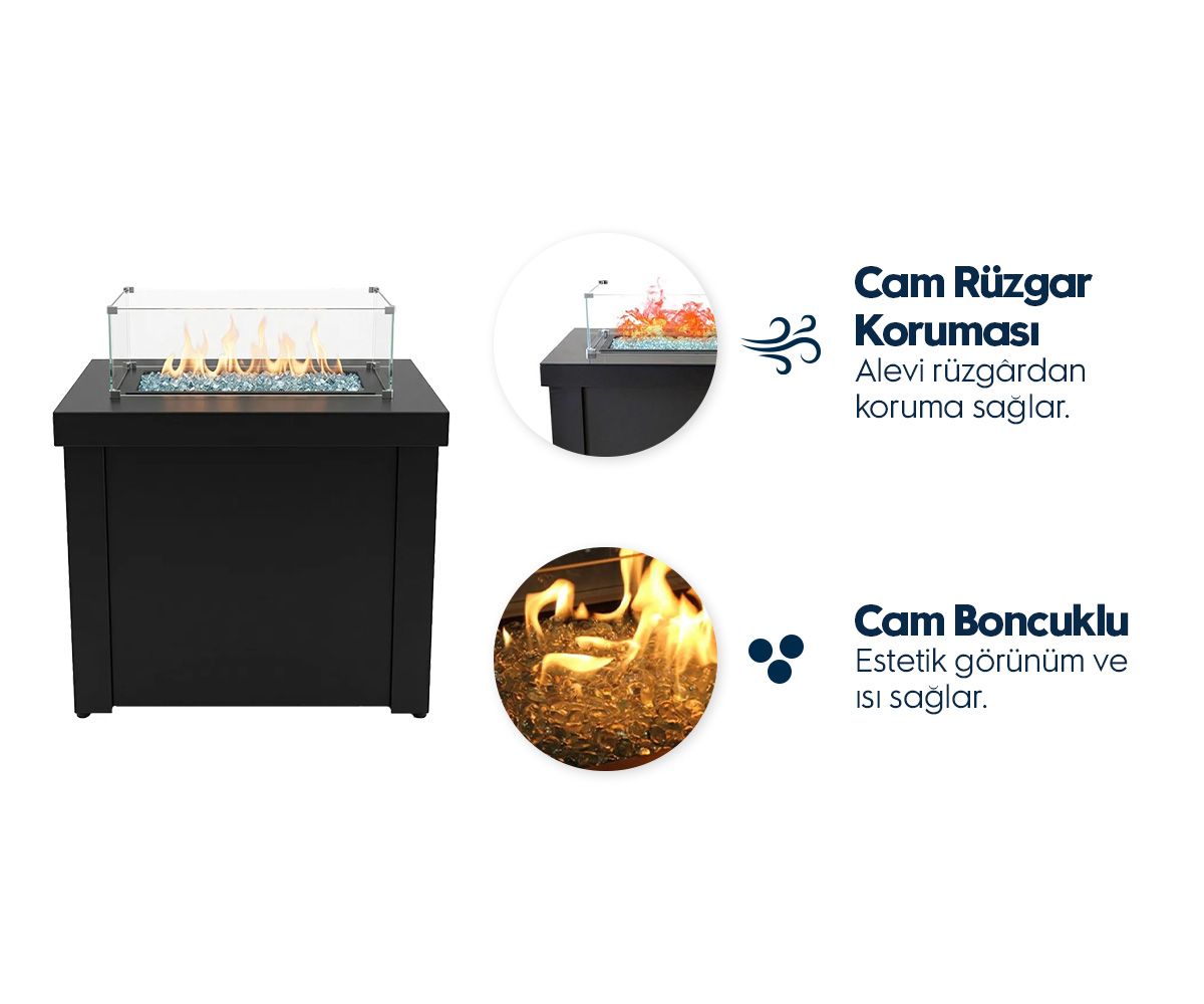Aygaz Lhotse 817-S GB Dış Mekan Isıtıcı - Cam Boncuklu - Siyah