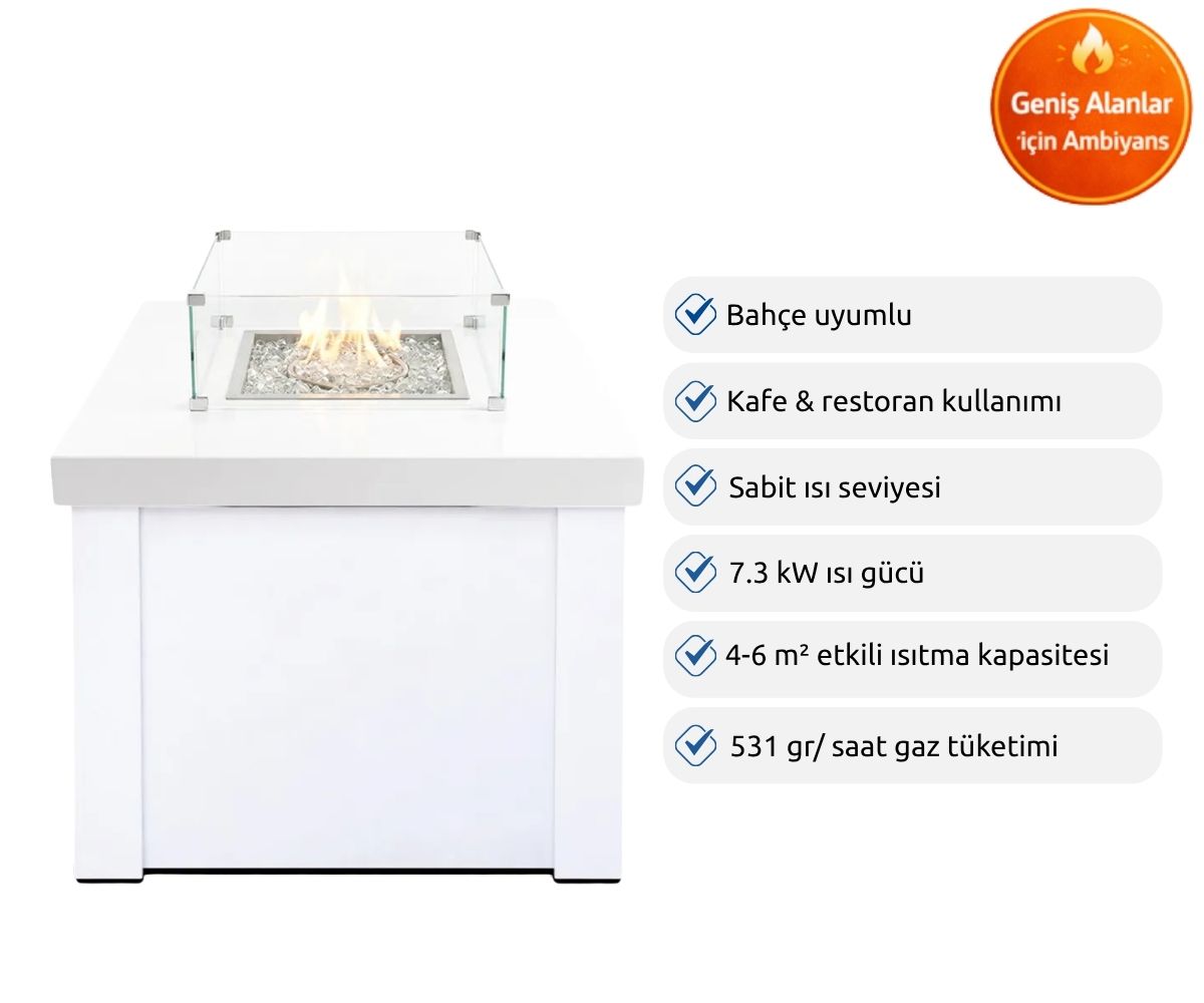 Cam Boncuklu Beyaz Şömine