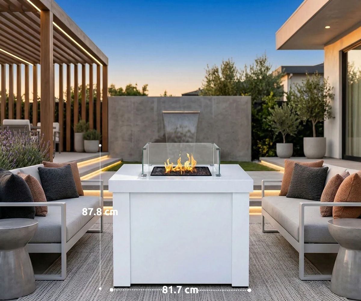 Cam Boncuklu Beyaz Şömine