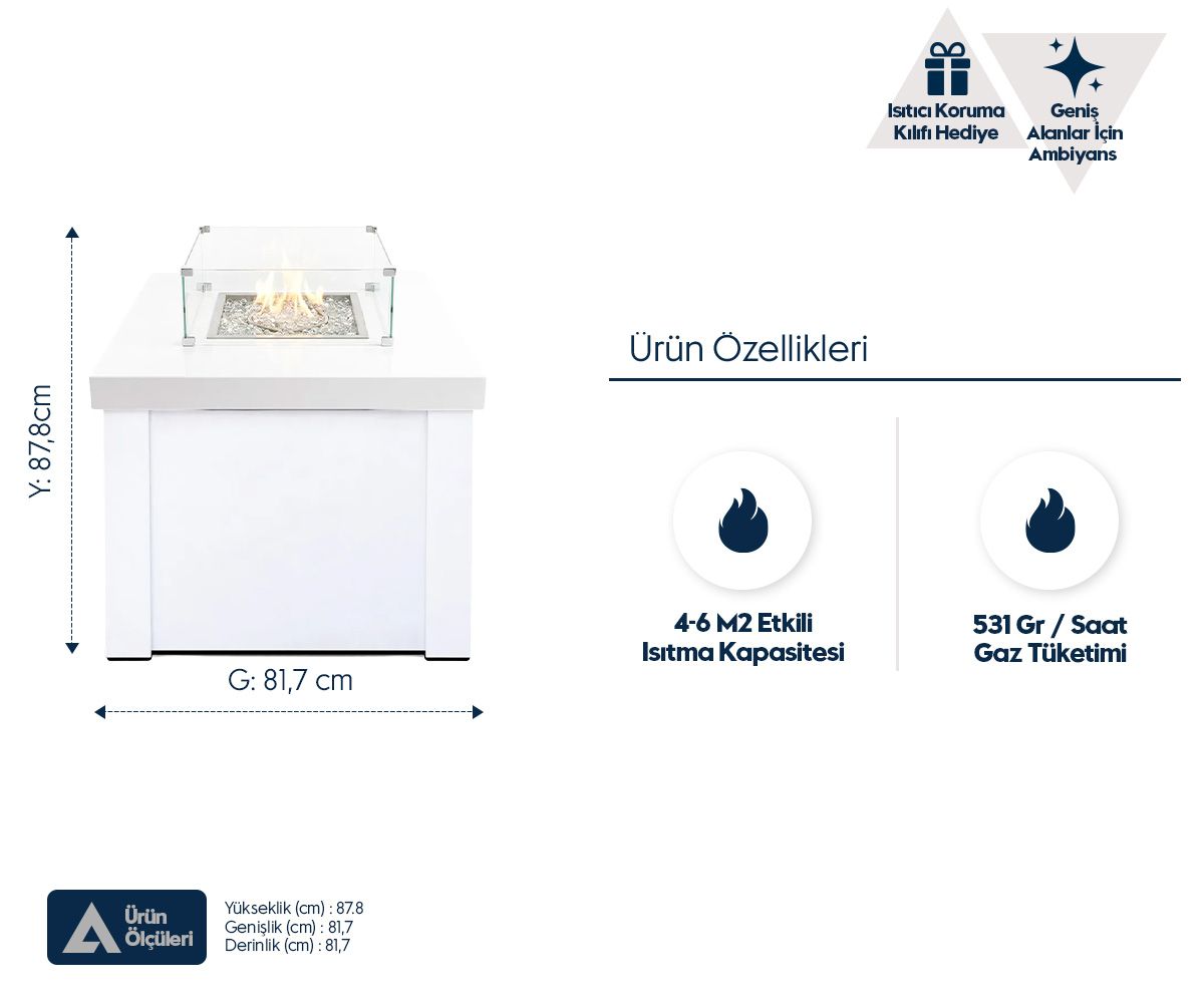 Aygaz Lhotse 817-B GB Dış Mekan Isıtıcı - Cam Boncuklu - Beyaz