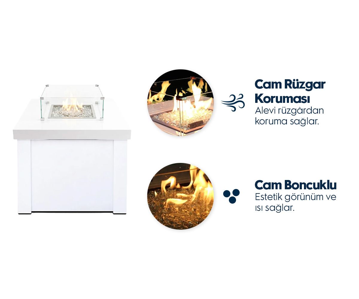 Aygaz Lhotse 817-B GB Dış Mekan Isıtıcı - Cam Boncuklu - Beyaz