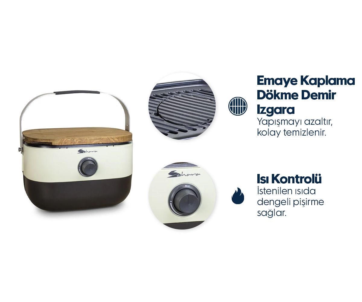 Aygaz Portatif Mini Barbekü - Krem 