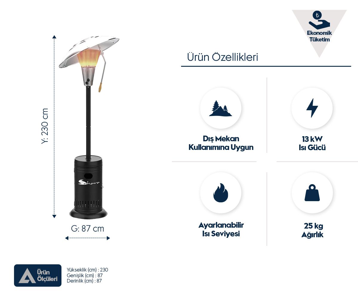 Aygaz Isı Odağı Dış Mekan Isıtıcı - Siyah