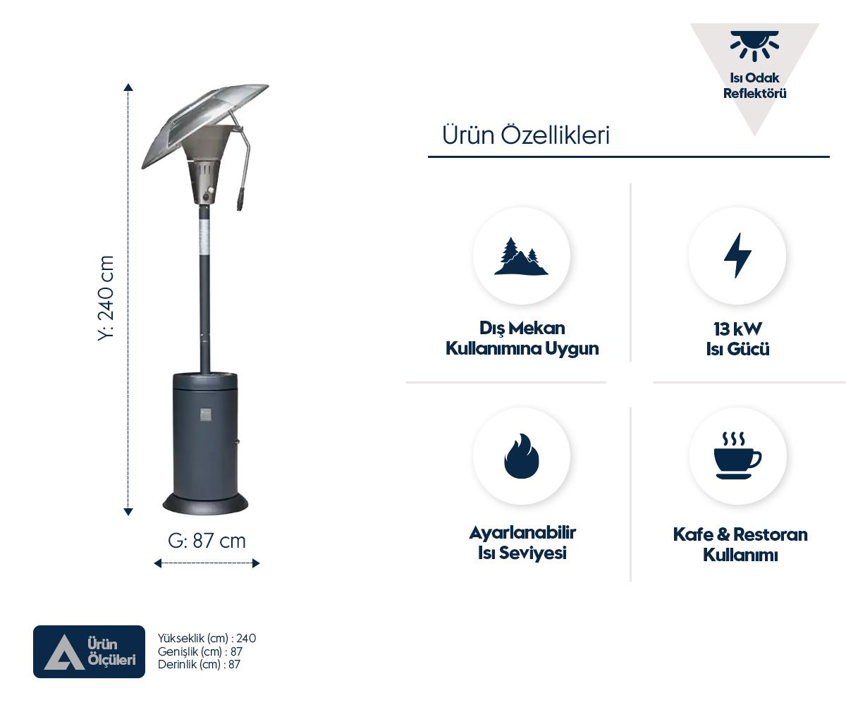 Aygaz Isı Odağı Dış Mekan Isıtıcı - X13 - Mavi