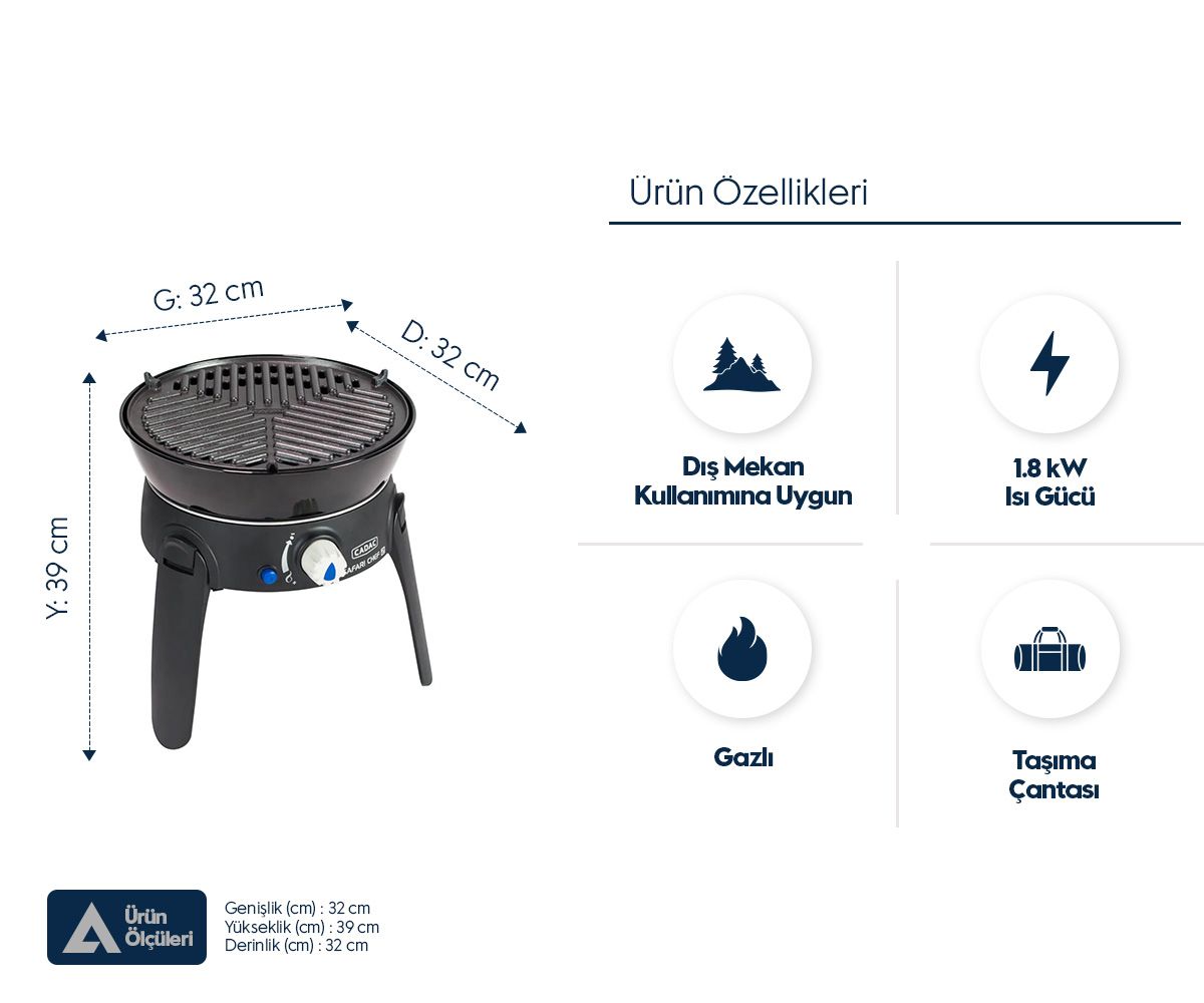 Cadac Safari Chef 30 LP Barbekü, Tüplü
