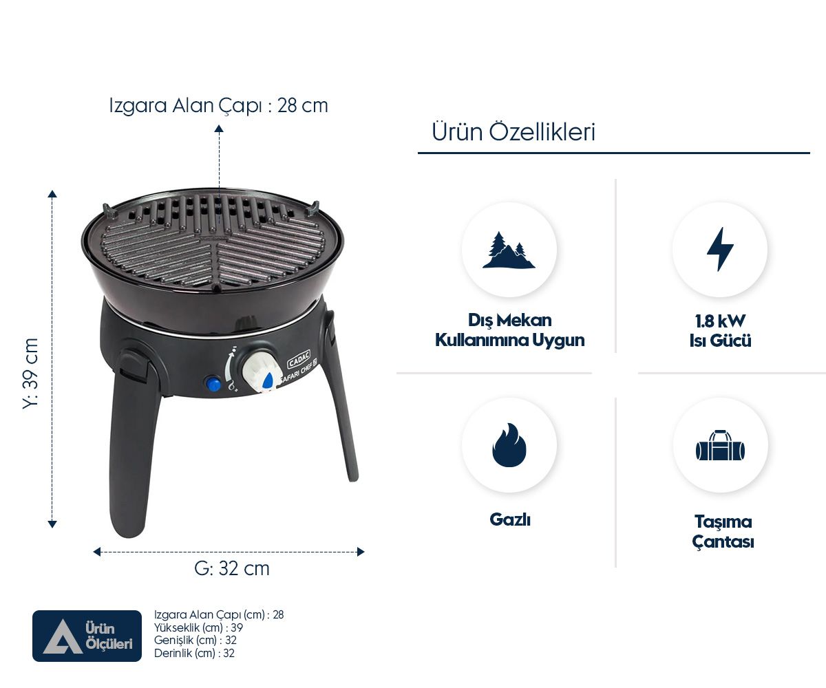 Cadac Safari Chef 30 LP Barbekü, Tüplü