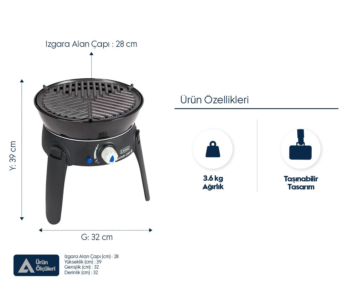 Cadac Safari Chef 30 LP Barbekü, Tüplü