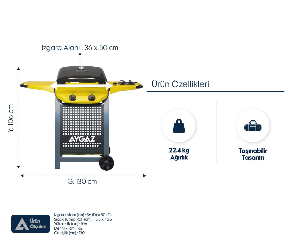 Aygaz X150 Klasik Barbekü - Sarı