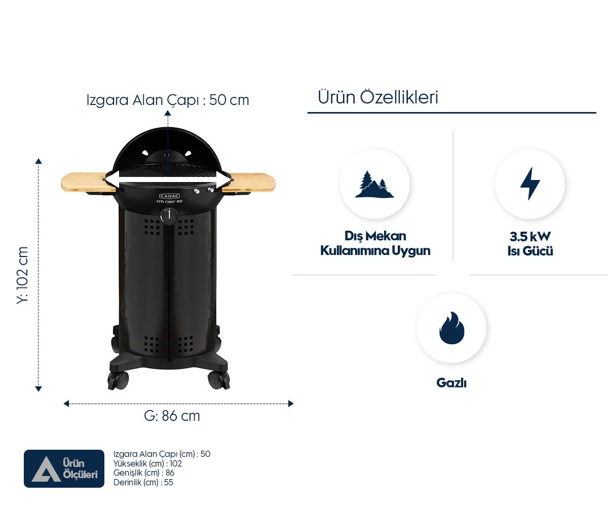 Cadac Citi Chef 50 Barbekü - Siyah