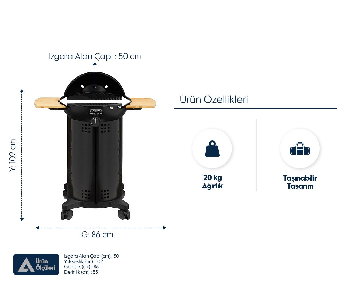 Cadac Citi Chef 50 Barbekü - Siyah