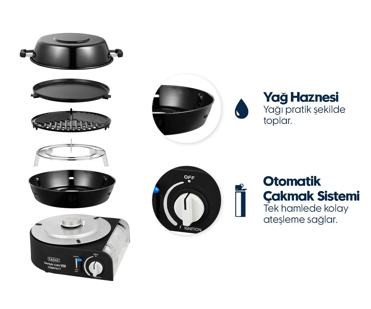 Cadac Safari Chef 30 Kompakt Barbekü - Kartuşlu