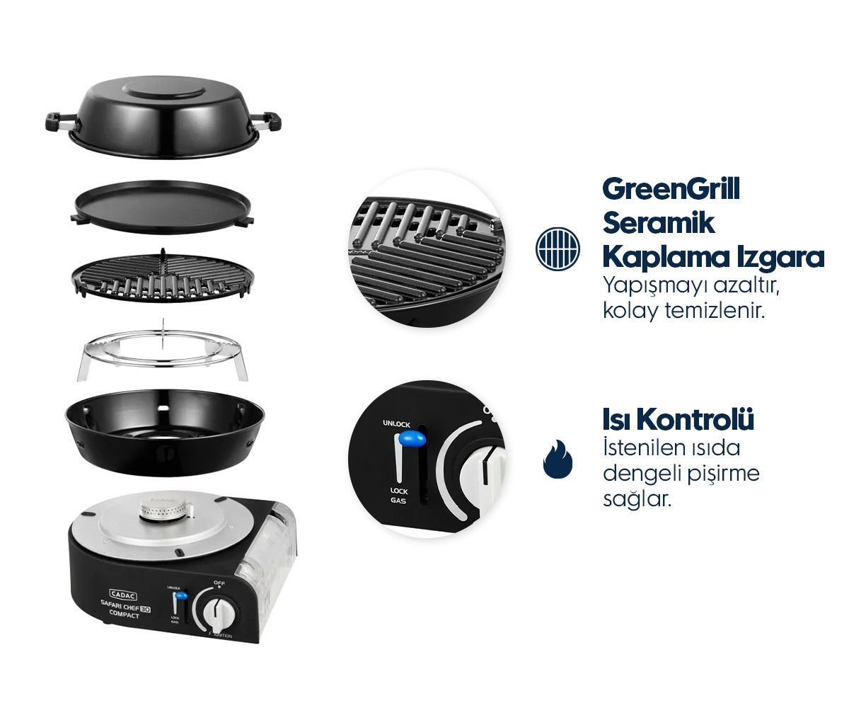  Cadac Safari Chef 30 Kompakt Barbekü - Kartuşlu