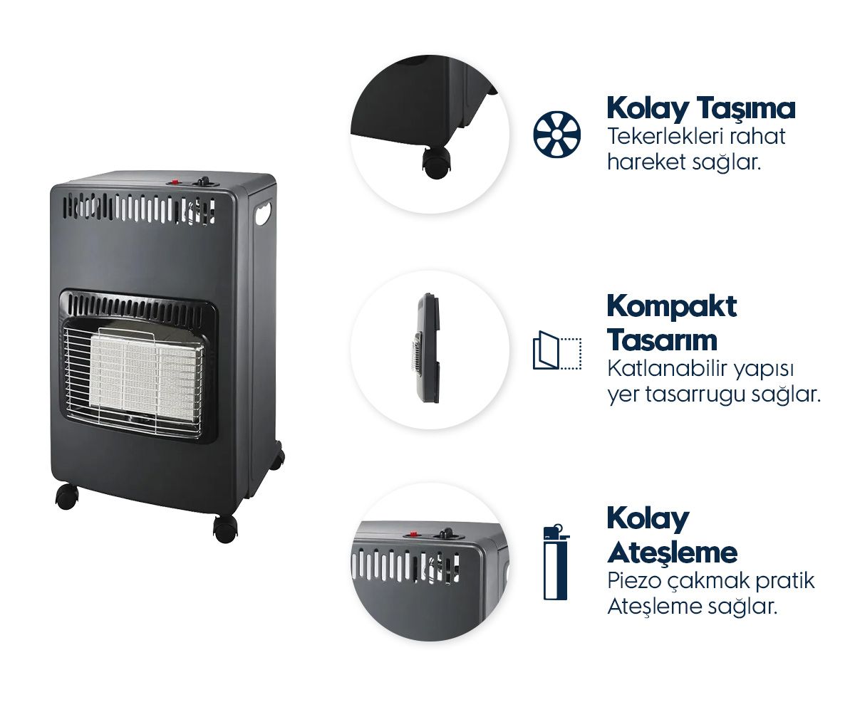 Aygaz İç Mekan Isıtıcı Eko BL4200C, Katlanır