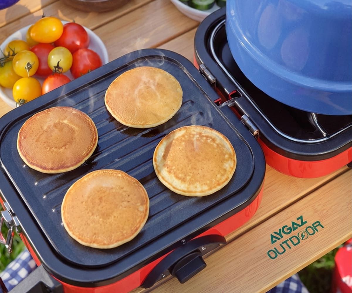 Çift Gözlü Katlanır Ocak Izgara Plakalı