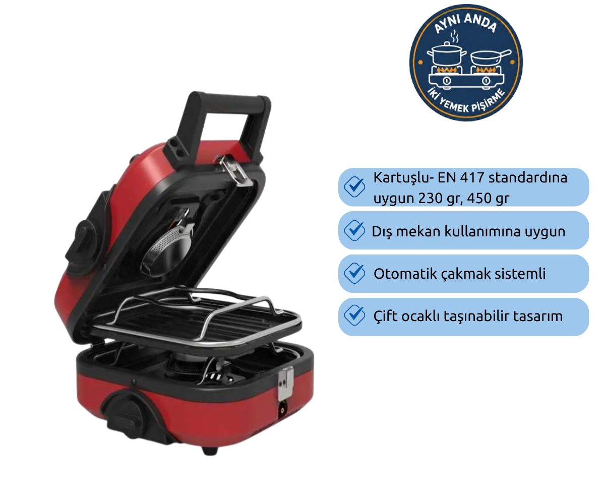 Çift Gözlü Katlanır Ocak Izgara Plakalı