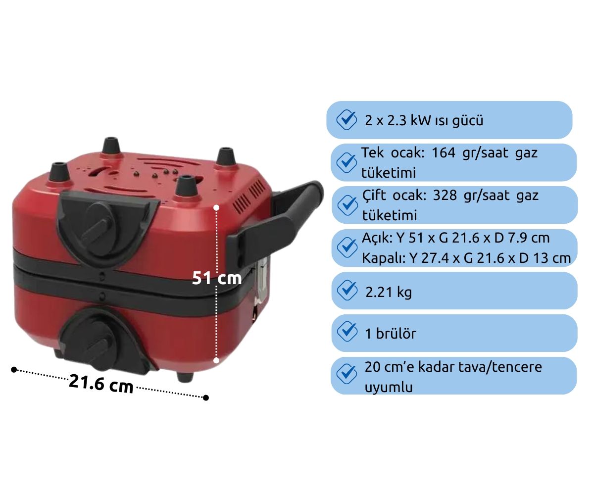 Çift Gözlü Katlanır Ocak Izgara Plakalı