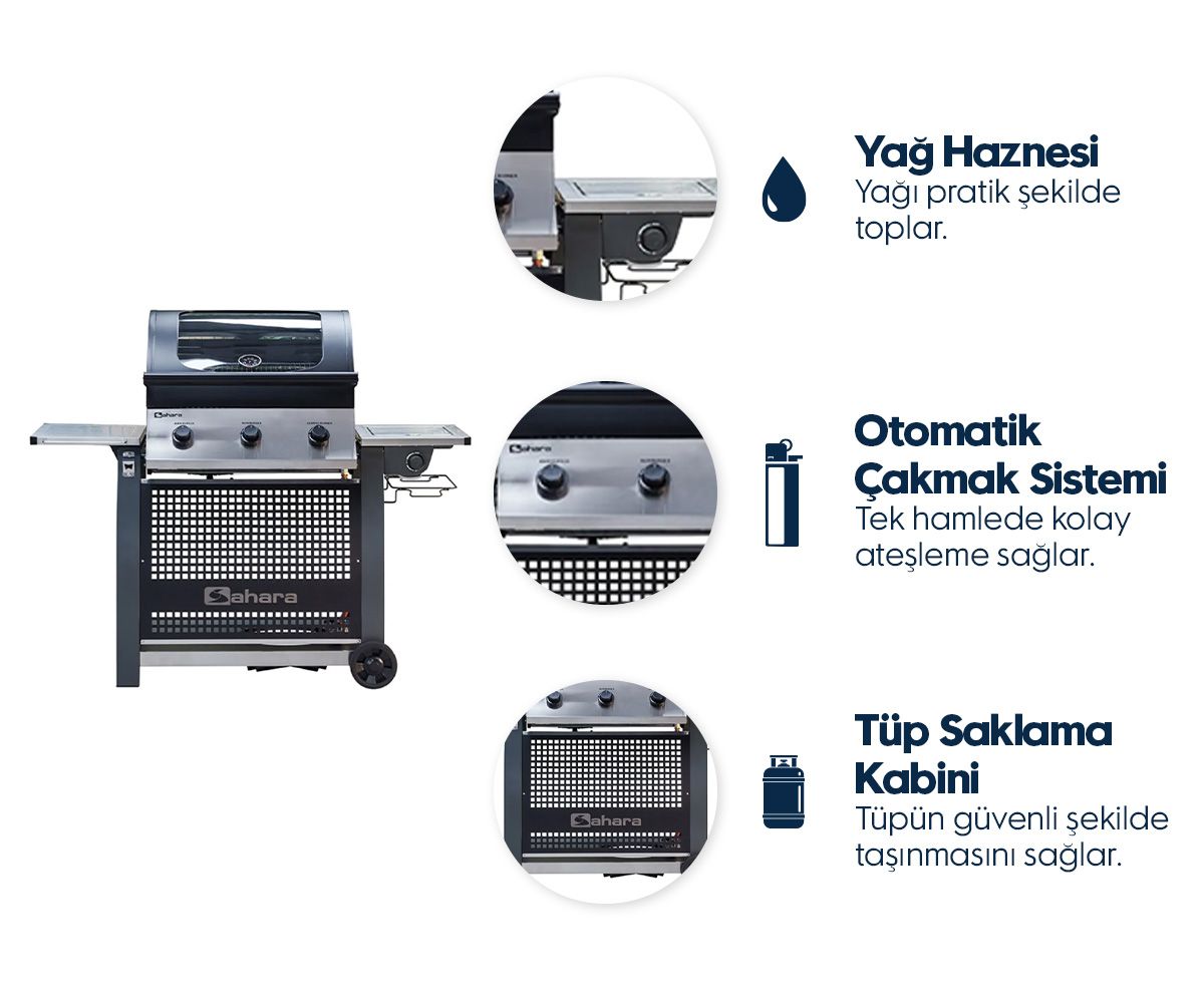 SAH BARBEKÜ-S375, METALİK