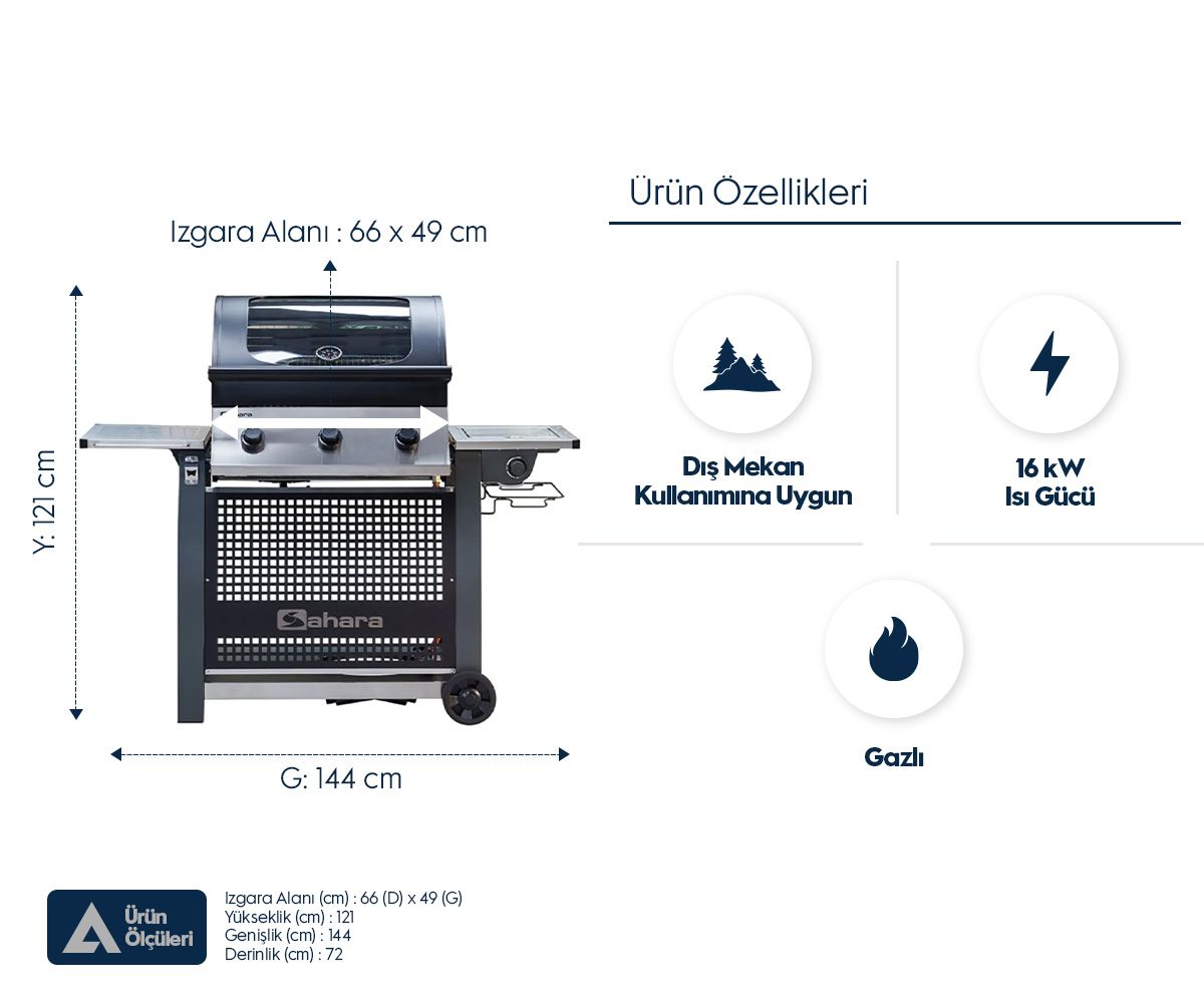 SAH BARBEKÜ-S375, METALİK