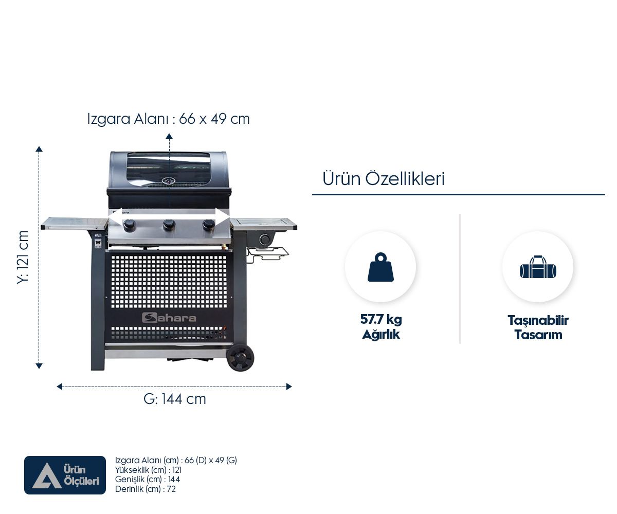 SAH BARBEKÜ-S375, METALİK