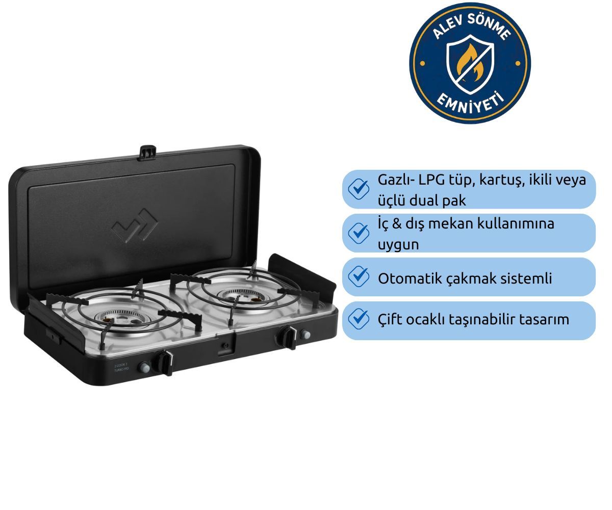 Cadac 2 Cook 3 T-FFD Turbo Ocaklı İç Mekan Kullanımına Uygun Barbekü