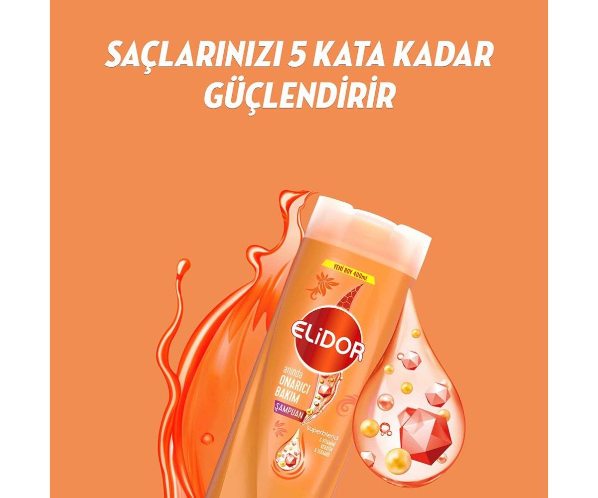 Elidor Superblend Saç Bakım Şampuanı Anında Onarıcı Bakım Vitamin C Ceramides Keratin 200 ML