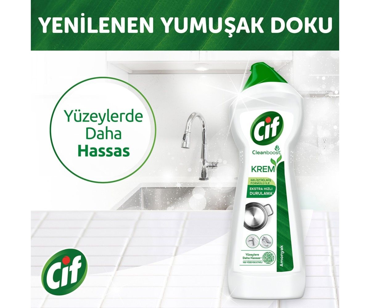 Cif Krem Yeni Nesil Yüzey Temizleyici Amonyak 750 Ml