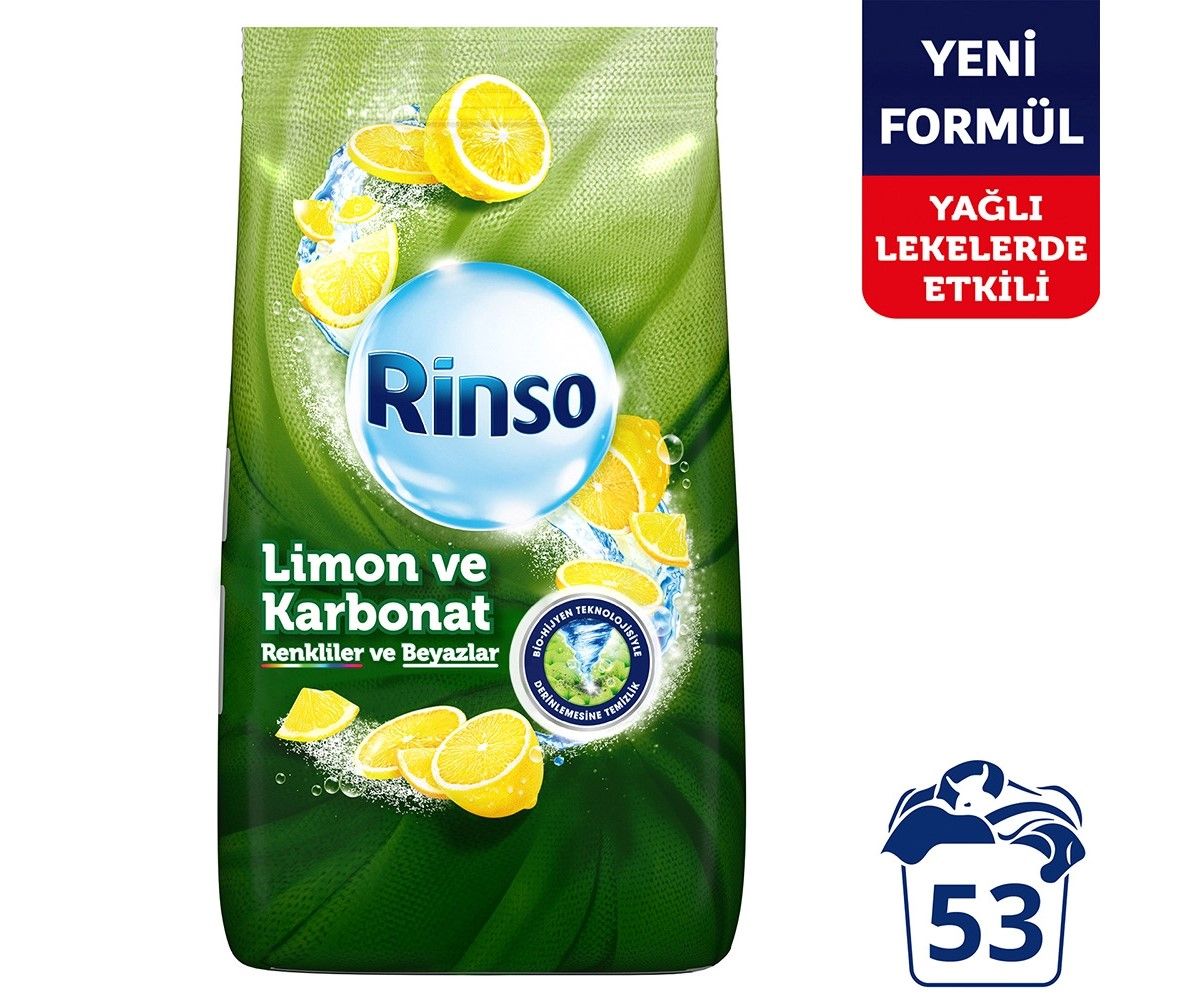 Rinso Toz Çamaşır Deterjanı Limon ve Karbonat Renkliler ve Beyazlar İçin 8 kg