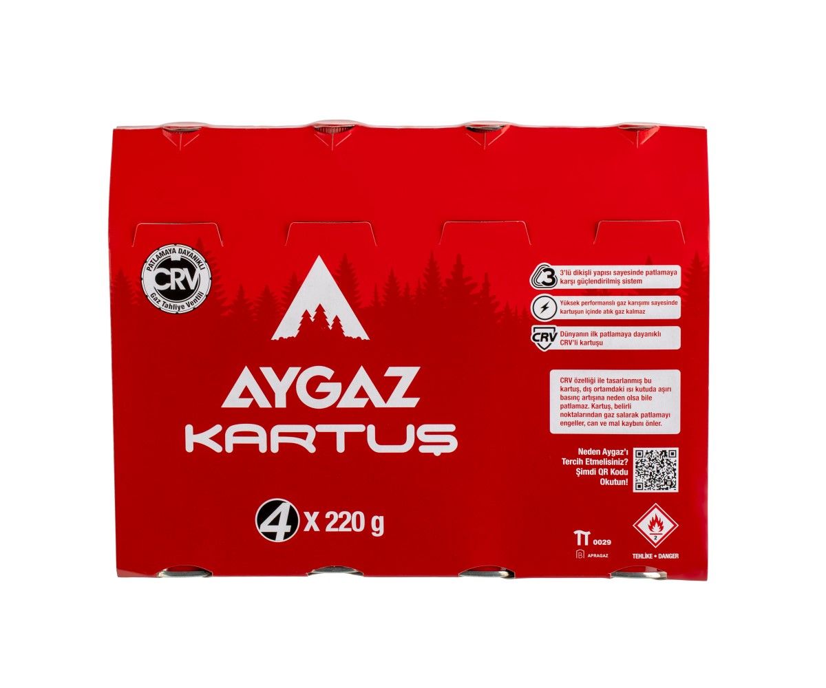 Aygaz Kartuş CRV Bayonet/Supaplı 220gr 4'lü Paket
