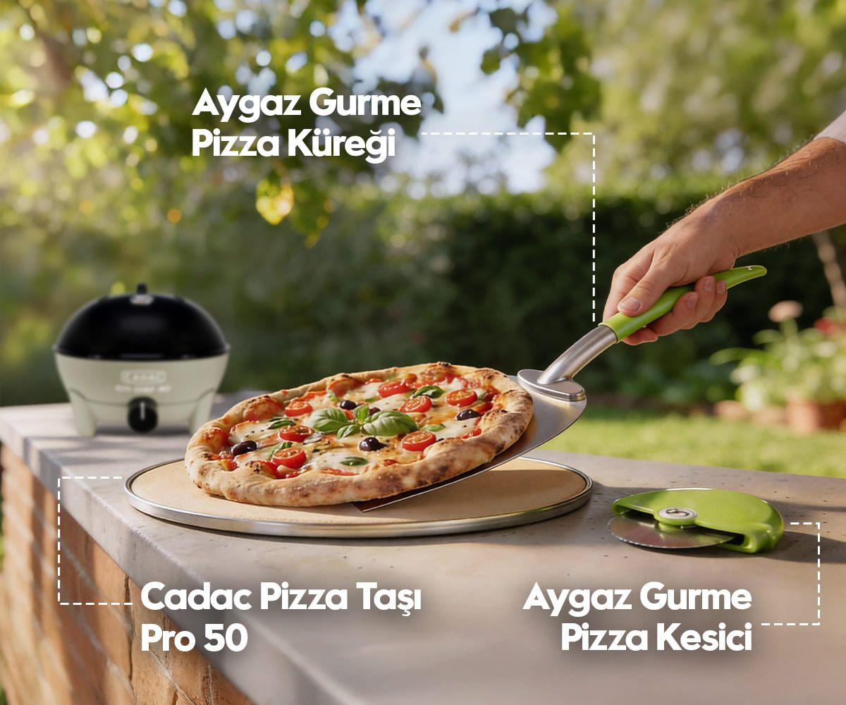 Aygaz Pizza Taşı, Kesici ve Kürek Seti - 50 Cm