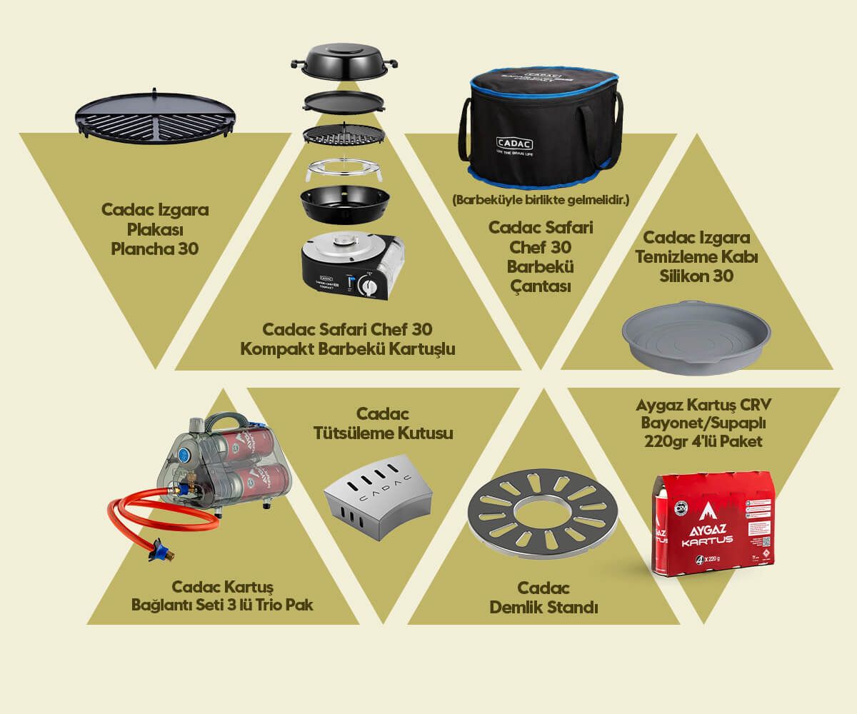 Cadac Safari Chef Kompakt Barbekü Seti ||
