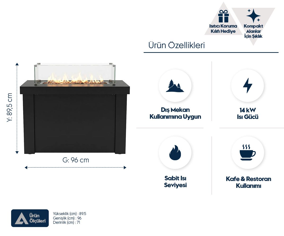 Aygaz Lhotse 960 LR Dış Mekan Isıtıcı Lav Taşlı