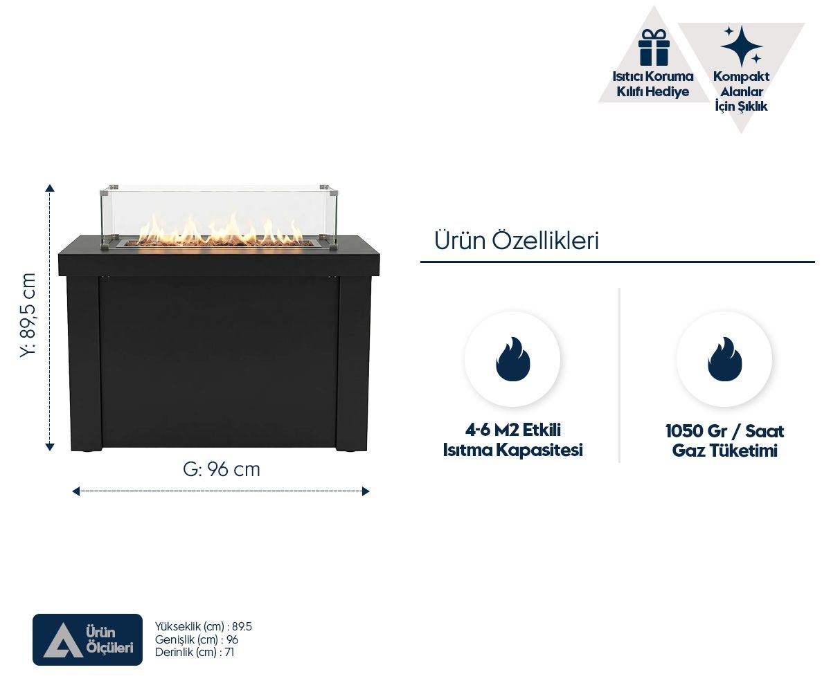 Aygaz Lhotse 960 LR Dış Mekan Isıtıcı Lav Taşlı