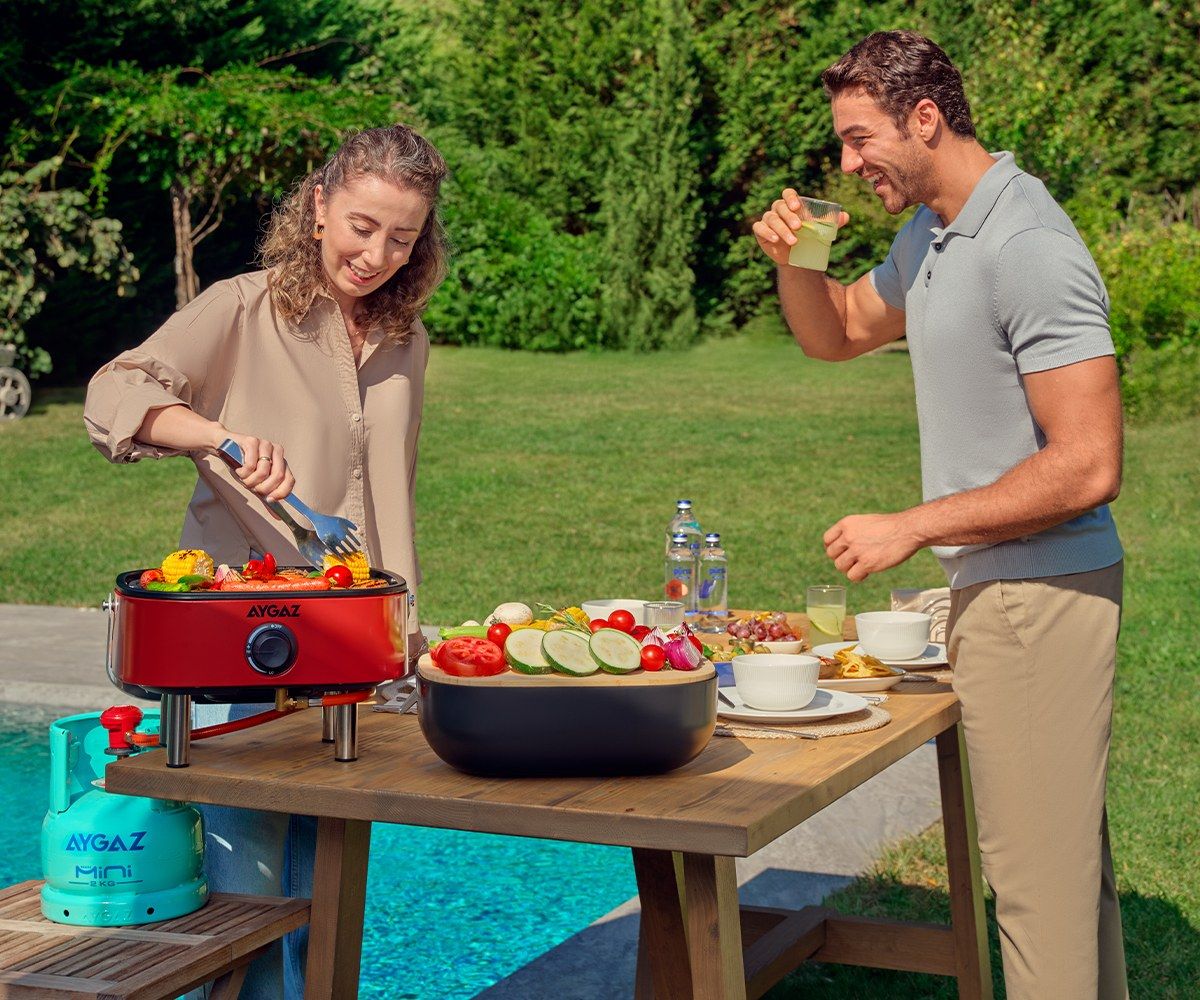 Aygaz Portatif Mini Barbekü - Kırmızı
